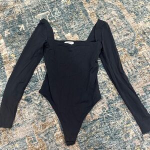 Aritzia Babaton Black Long Sleeve Thong Bodysuit